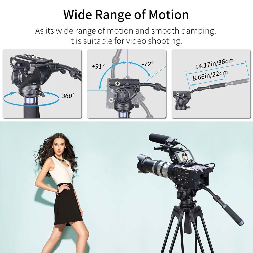 Tripod Fluid Head INNOREL F80 Drag Pan Camera Video Fluid Head with and Sliding CNC Professional Panoramic Max Load kg for DSLR Video Cameras and Film