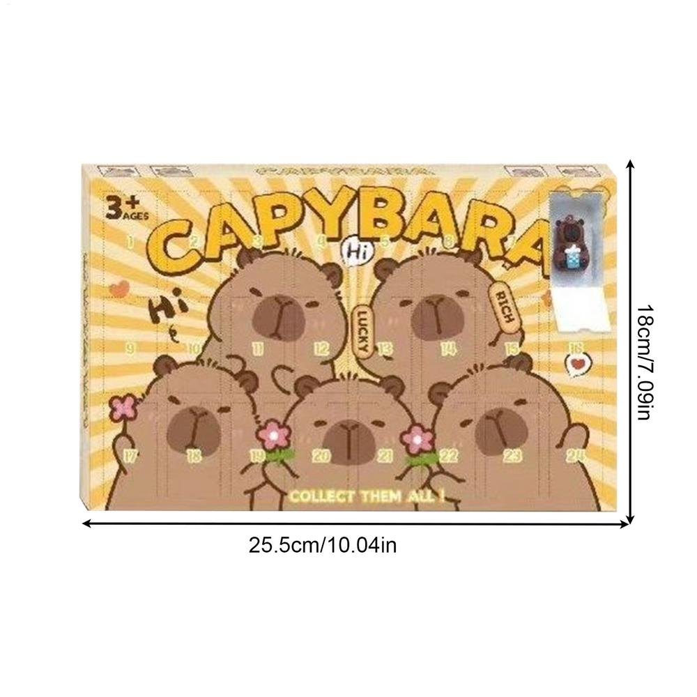 2026 Christmas Capybaras Countdown Calendar 24 Days Countdown Calendar Decorative Animal Toys Figures Home Decor Ornaments 25.5x18cm