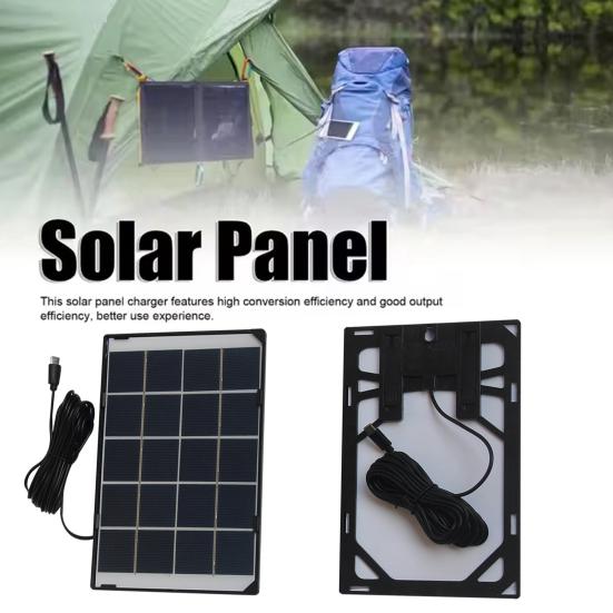 Panel słoneczny 6W 5V Przenośny Wysoka Wydajność Lekki Typ-C Zewnętrzna Lampa Ogrodowa Latarnia Kempingowa Kamera Bezpieczeństwa Płyta Ładowarki Słonecznej z Kablem 5M