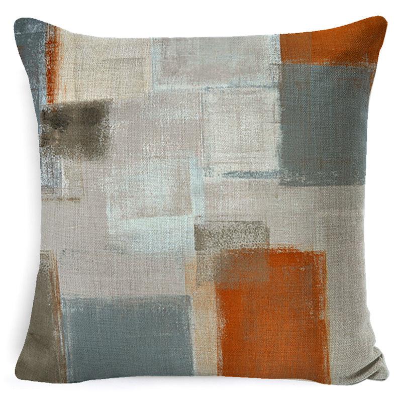 Heimdeko Kissen Kissenbezug Neu Türkis und Orange Abstrakte Kunst Malerei Wurfkissenbezug