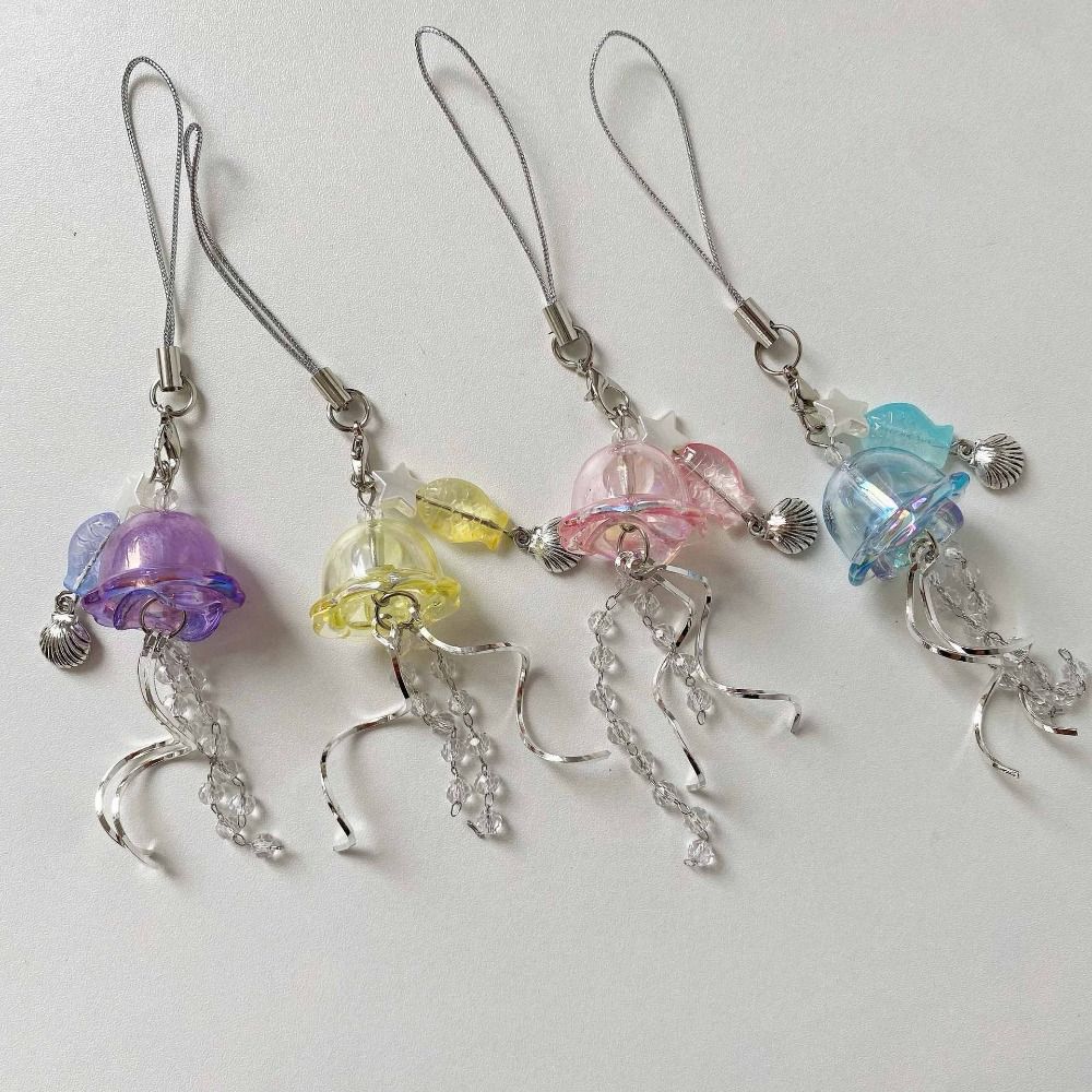 Sea Shell Fish Y2K Jellyfish Mobile Key Chain Jellyfish Tassel Phone Charm Keycord  Mobile