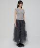 Peulleeoeob Tulle Layered Long Skirts (Fl-266_Charcoal)