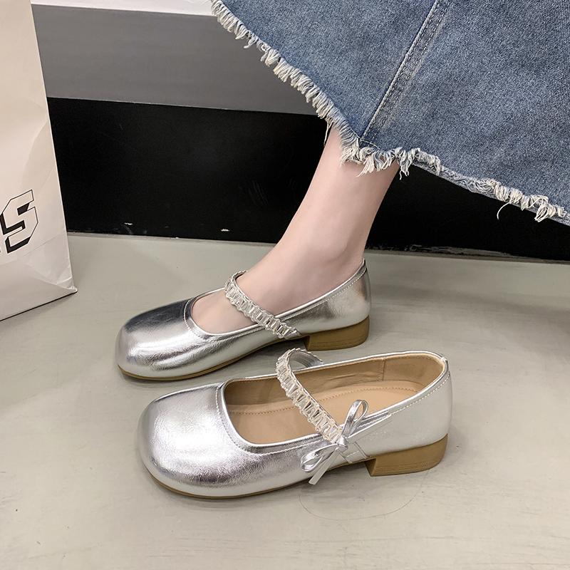 

Мода Новый Стиль Популярная Женская Обувь Круглый Носок Женские Туфли Мэри Джейн на Плоской Подошве Повседневная Ходьба Хлопок Высокое Качество Zapatos Mujer 40 серебряный