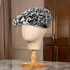 Popular Plush Leopard Beret Hat for Adult Painter Hat Spring Dome Hat Girl Photoshoots Hat Thick Warm Caps for Winter