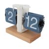 Flip Desk Clock Auto Mechanical Flip 12H AM PM Wood Base Battery Powered Vintage Retro Digital Table Clock for Home