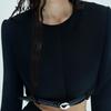 MO&Co. Padded Shoulder Short Boxy Jacket with Belt