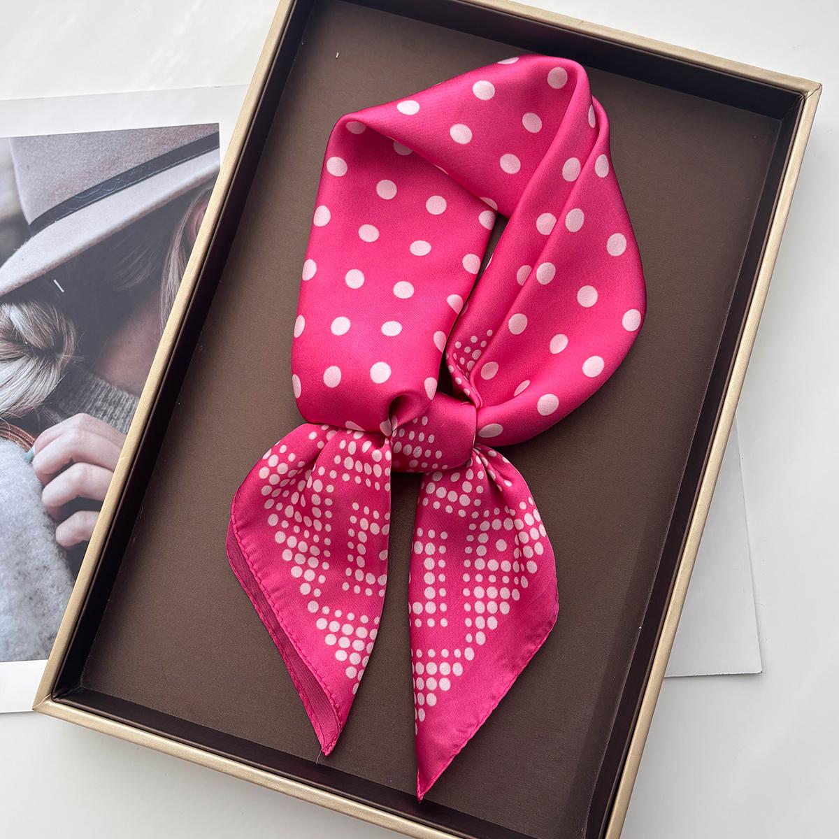

Lady Dot Print Scarf Silk Feeling Square Neckerchief Bandana Women Shawl Scarves Wrap Head Kerchief Hair Band Ties 70x70cm