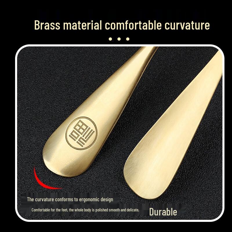 Lelandy Solid Wood Long-Handle Shoehorn with Brass Head