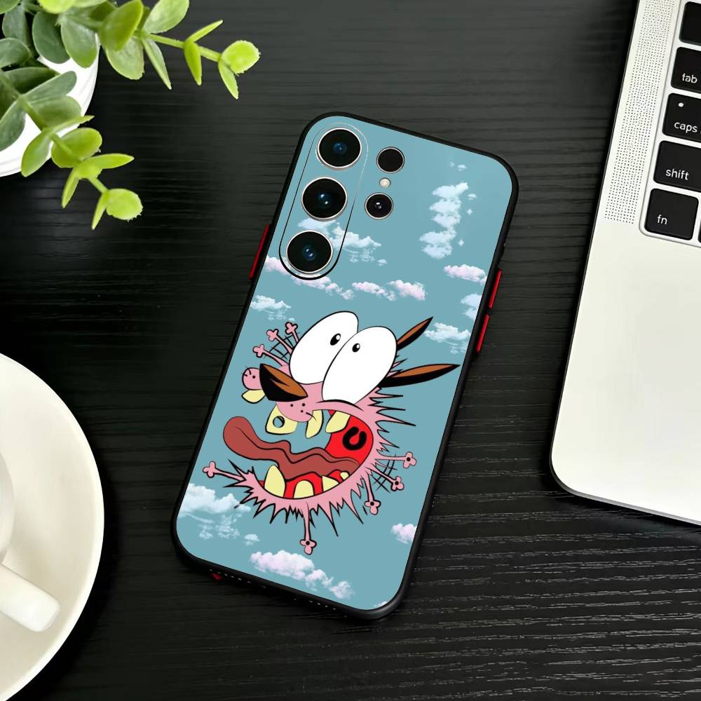 Courages Cowardly Dog Phone Case For Samsung S26,S25,S24,S23,S22,S21,S20,Ultra,Plus,FE Black Soft Cover