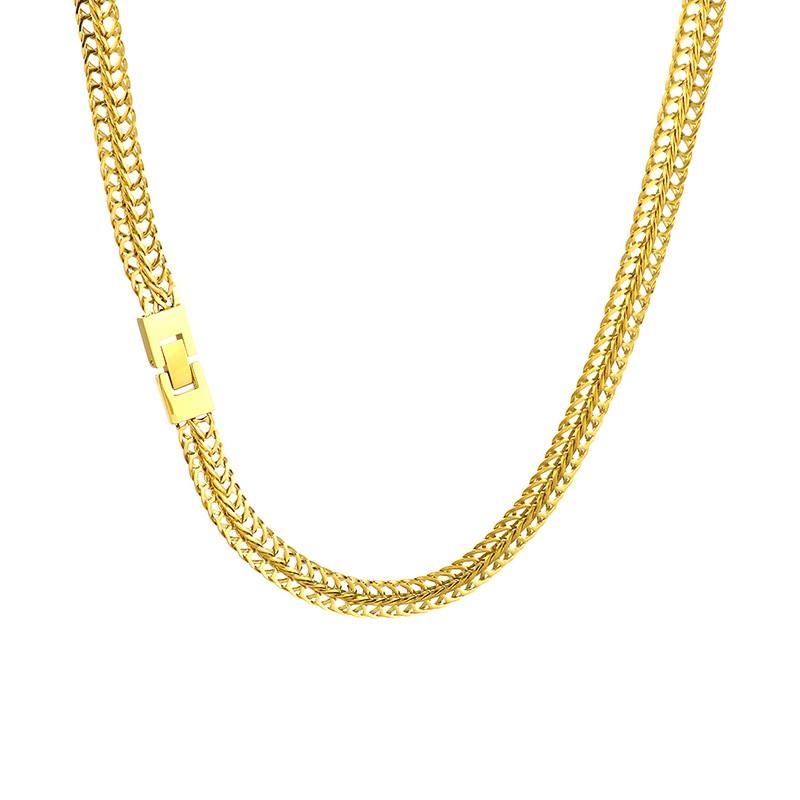 Stainless Steel Double Chain Men's Necklace Women Gold Color Special Keel Chain Necklace Hip Hop Colorful Charm Party Jewelry