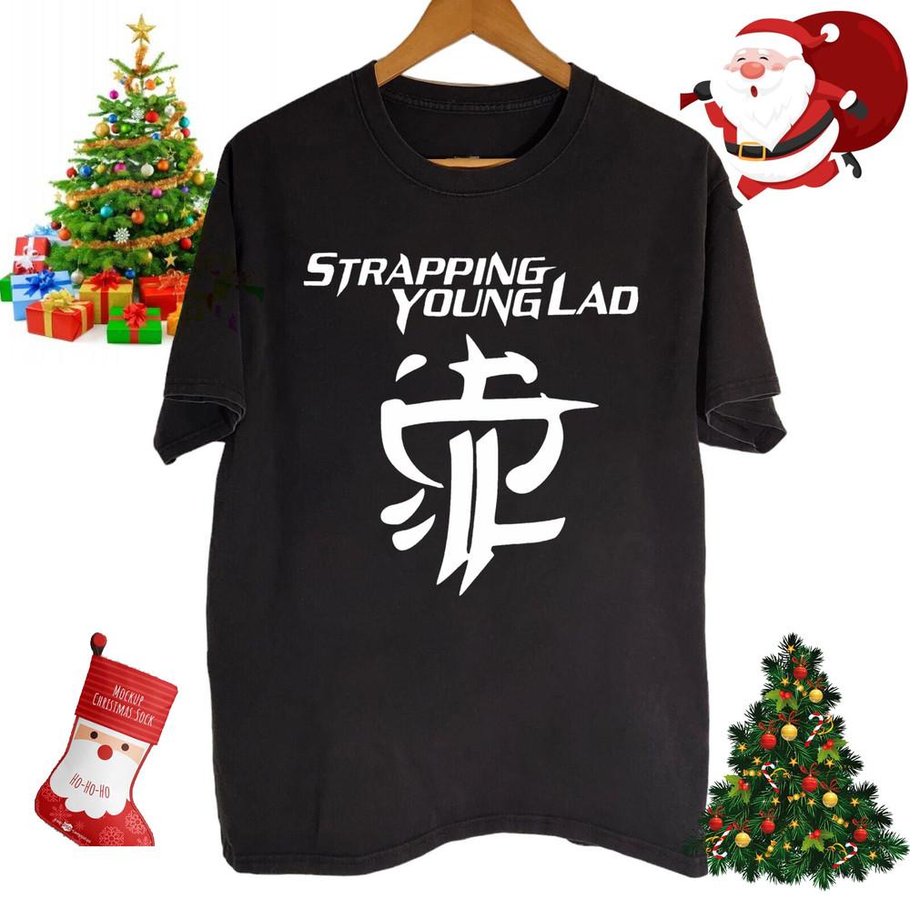 Логотип Strapping Young Lad Черная Хлопковая Футболка Полный размер S-5XL HS385 Унисекс Футболка XXL
