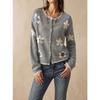 Damen Rundhals 3D Blumen Strick Langarm Lockerer Cardigan Pullover