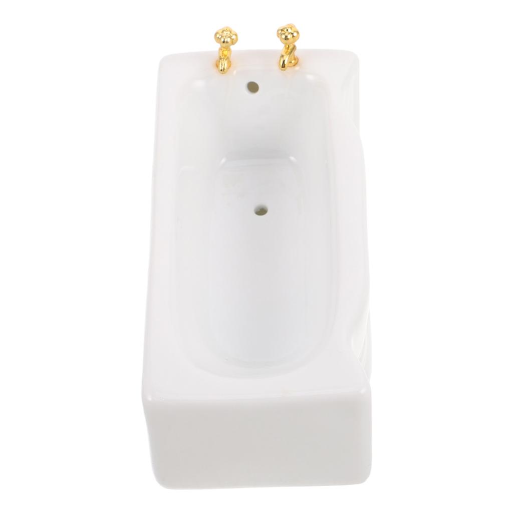 Miniature 1:12 White Porcelain Ceramic Bathtub Dollhouse Bathroom Mini Furniture Accessories Decoration 1:12 Dollhouse Furniture