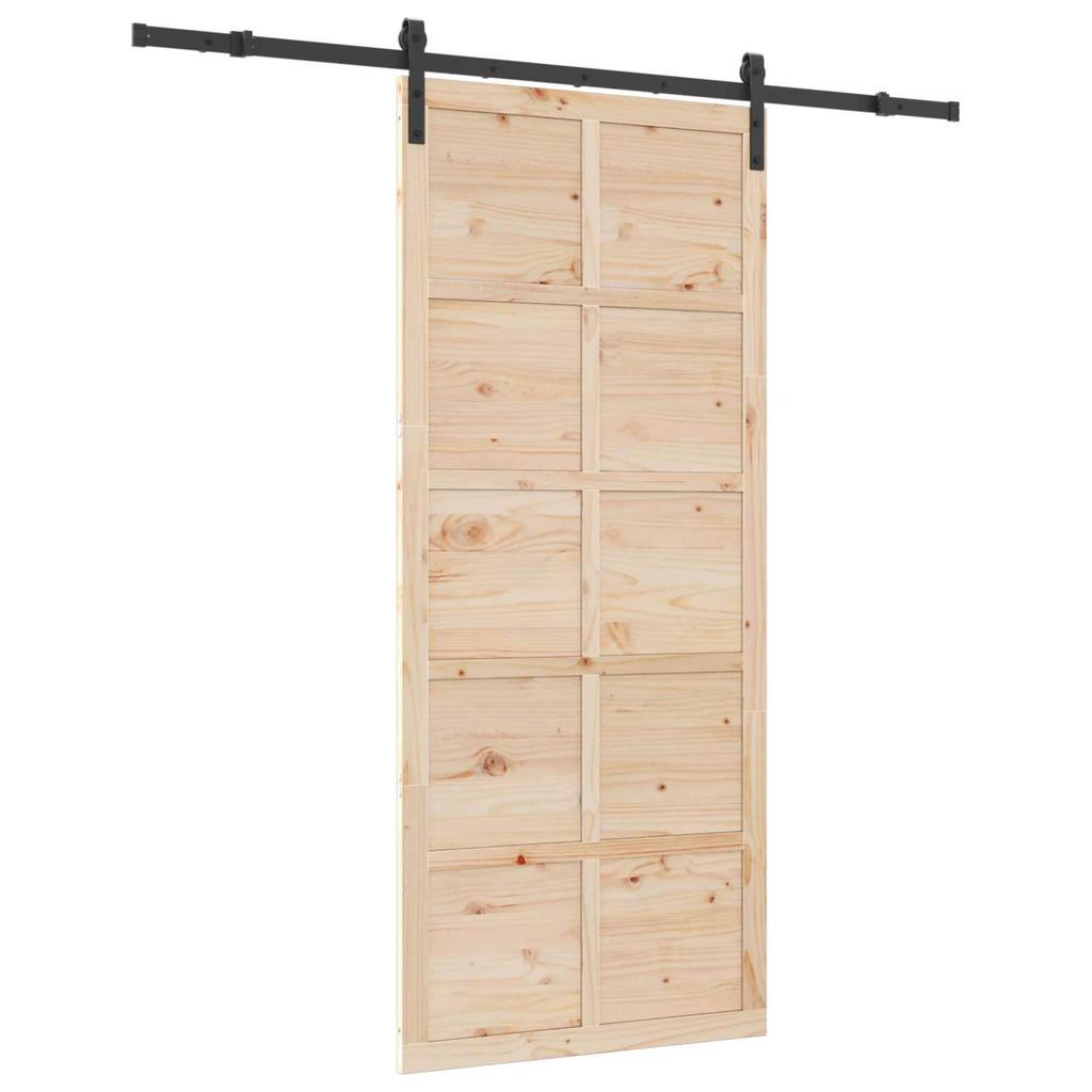 Sliding Door Natural 80 X 208 Cm Solid Pine Wood