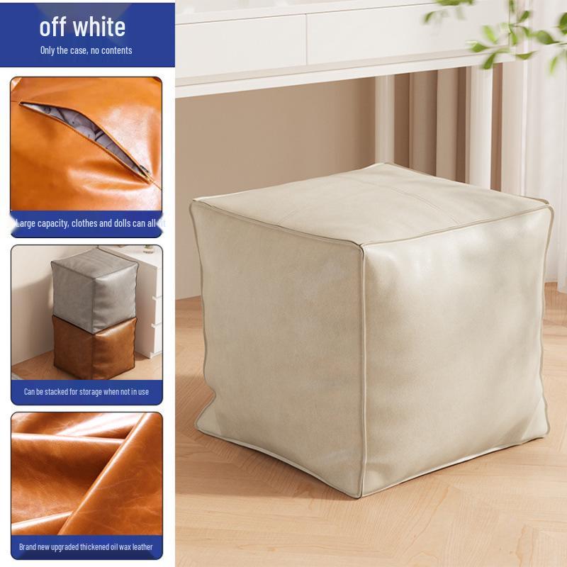 Skórzany marokański puf: Puf z funkcją przechowywania do salonu, Podnóżek do sofy, Stojak na nieużywane ubrania, Stołek do wykuszowego okna