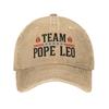 Soft Team Pope Leo Xiv Baseball Cap Unstructured Unisex Distressed Washed Headwear Cardinal Robert Prevost Golf Adjustable Hat