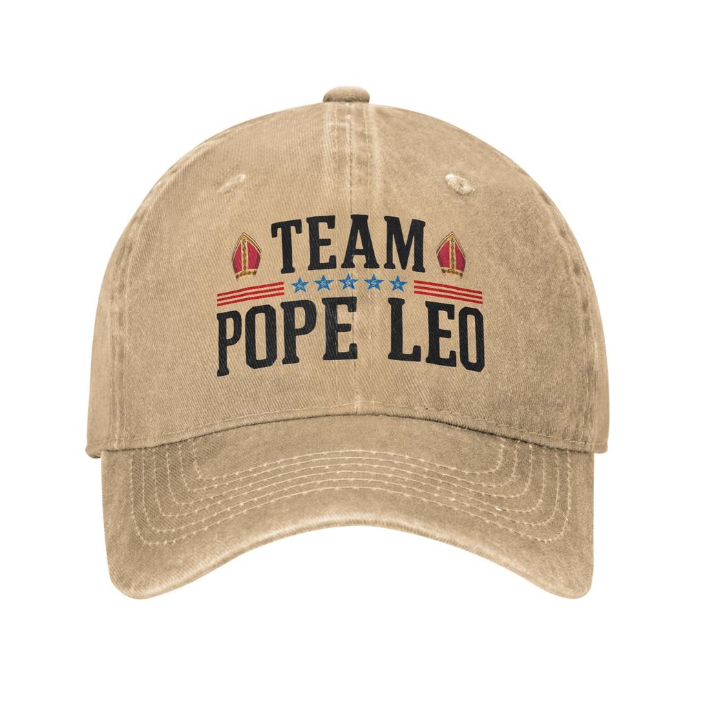 Soft Team Pope Leo Xiv Baseball Cap Unstructured Unisex Distressed Washed Headwear Cardinal Robert Prevost Golf Adjustable Hat
