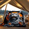 1pc Tiger Art Print Throw Blanket Polyester Fiber, Lightweight Flannel, Soft & Warm, All Season Use for Outdoor, Camping Digital Print