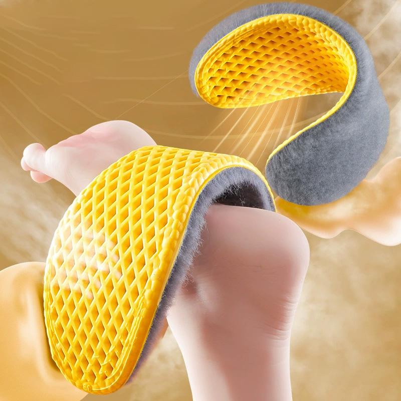 1 Paar Zuschneidbare Belüftete Einlegesohlen Elastizität Unisex Warm Imitierte Wolle Weiche Sohle Baumwolleinlegesohlen