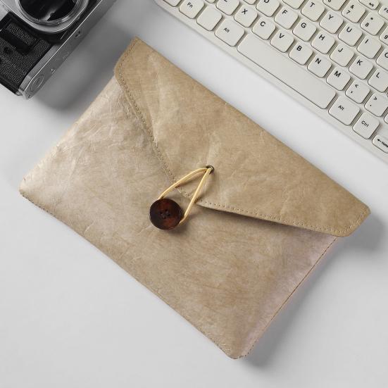 Dossier en Papier Tyvek avec Chemise Enveloppe Portfolio Imperméable avec Fermeture à Bouton Housse de Protection Portable pour Tablette IPad Documents