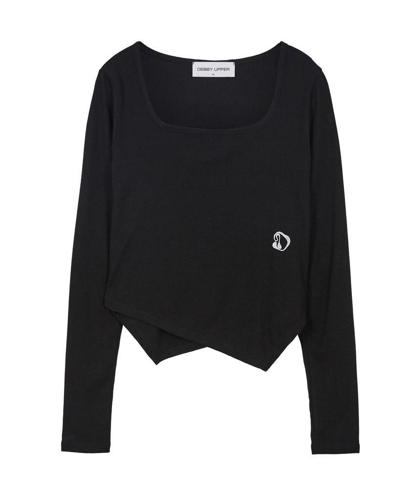 DEBBY UPPER Logo Square Neck T-Shirt_Black