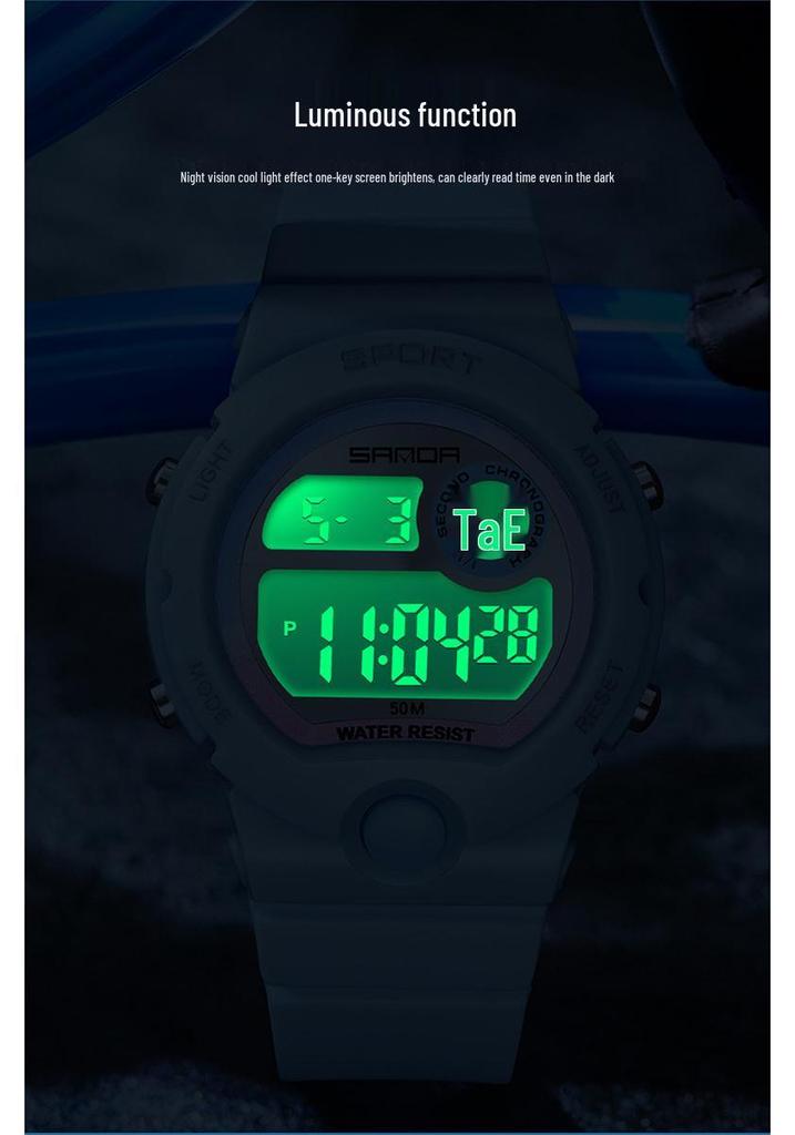 Sanda Unisex Sports Electronic Watch - Stylish, Versatile, Multi-functional with Large Simple Dial