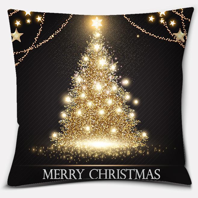 Gold Christmas Decoration Series Pillow Gift Home Office   Bedroom Sofa Car Cushion Cover