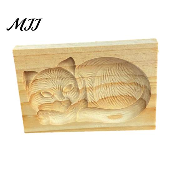 Easy Clean Dough Decorating Tools Wood Cookie Cutter Mold, Round Gingerbread Biscuit Stamp for Professional Pastry Shaping DIY Baking, Cake