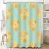 Yellow Blue Shower Curtain Floral Printed Bathroom Decoration for Home Decor Modern Waterproof Fabric Bath Mat Cover Size 72x84