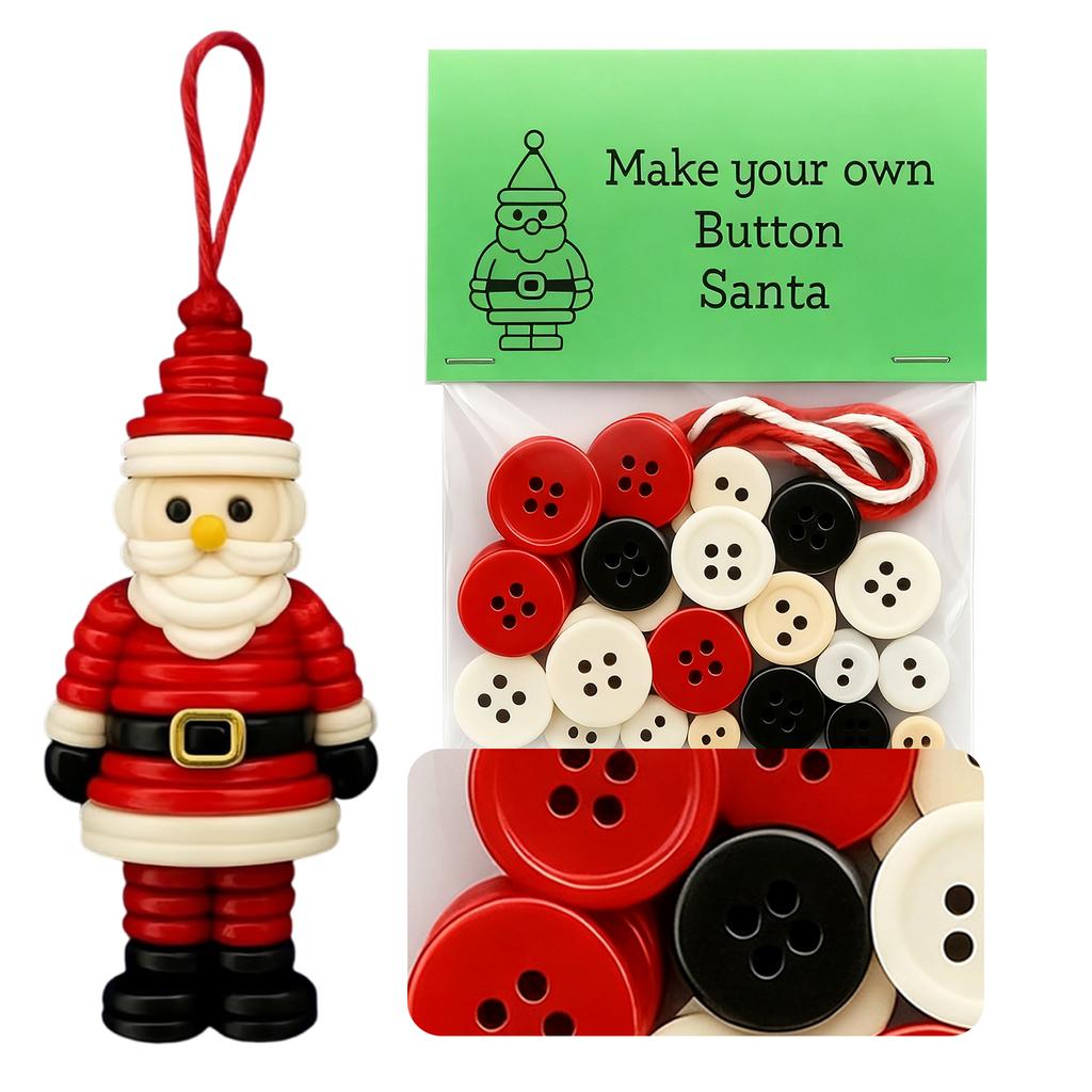 Fun Xmas Button Ornament Making Set DIY Christmas Button Ornament Making Kit DIY Button Xmas Ornament Kit for Kids and Adults