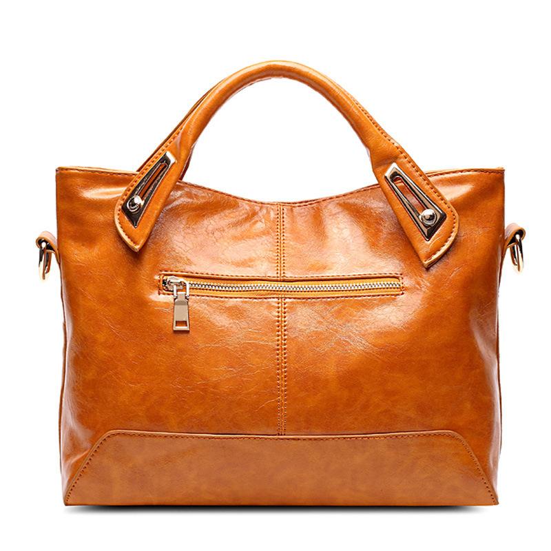Bag Women's Summer Vintage Tote Oil Wax Leather Bucket Bag with All Shoulder Crossbody Bag Bag
