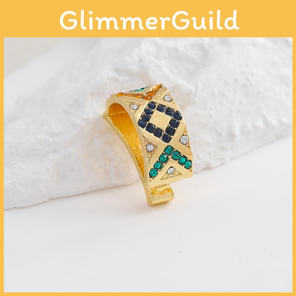 Colorful Alloy Stylish Gemstone Ear Cuffs For Women Design Geometric