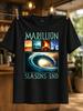 Marillion Seasons End Vague Océanique Centrale Avec Petits Panneaux Paysage Et Inscriptions Turquoise Atmosphérique Unisexe Tout T-shirt