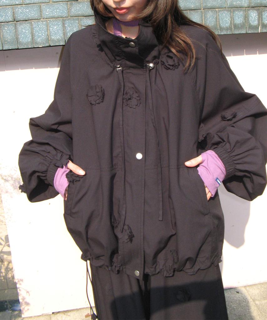 RONRON Mini Flower Windbreaker Black