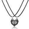 Magnetic Love Necklace Set: Black & White Wishing Stones for Couples