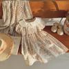 Hand-Knitted Smocked Floral Doll Collar Short-Sleeve Girls' Dress - Summer 2026 French Korean Chic Style