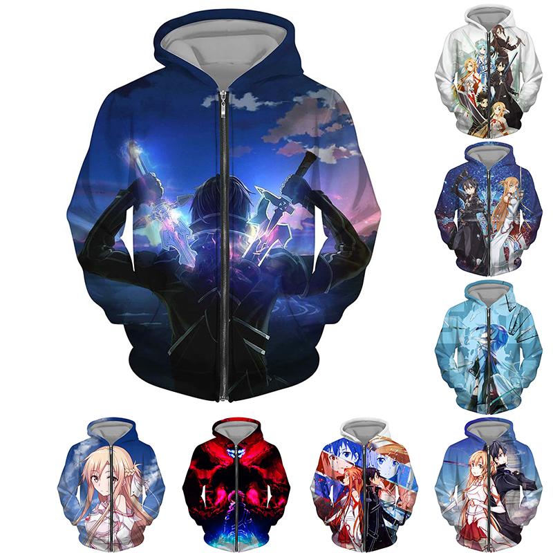 

Меч Искусства Интернет 3D Циппер Hoodie Unisex Удобный костюм