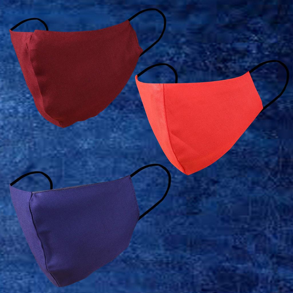 Touchstone Soft cotton Small Size Face Masks Reusable Machine Washable Handcrafted Double Layer Fabric for women, men. (Pack of 3). Blue Orange B