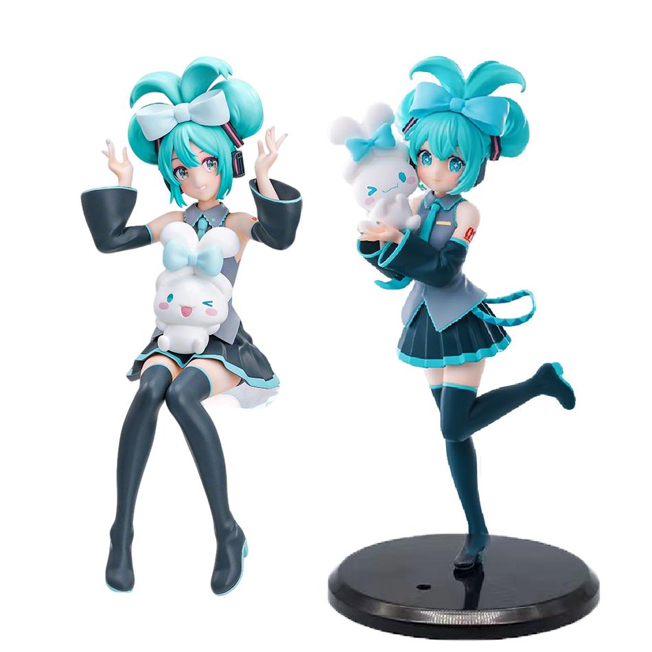 20CM Anime Hatsune Miku X Cinnamoroll Figur Anime Tilbehør Samleobjekter Modeller Dekorative Pynt Barn Kawaii Gave Leketøy