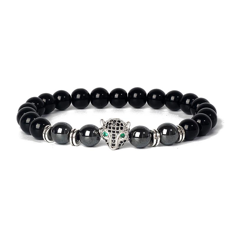 Fashion Crown Skull Punk Bracelets Men Wolf Head Zircon Tiger Eye Bracelets for Women Energy Nature Stone Soul Jewelry Pulsera