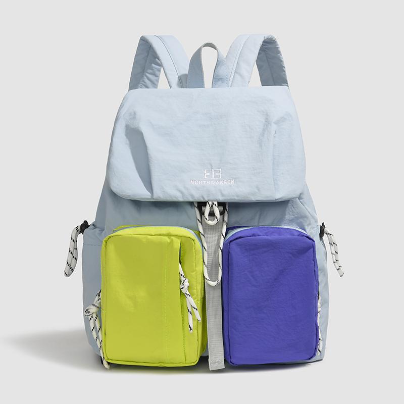 Fashion Woman Backpack 2025 Summer Waterproof Nylon Soft Handle Solid Multi-Pocket Travel Zipper Feminina Splicing Color School Bags Laptop Backpack