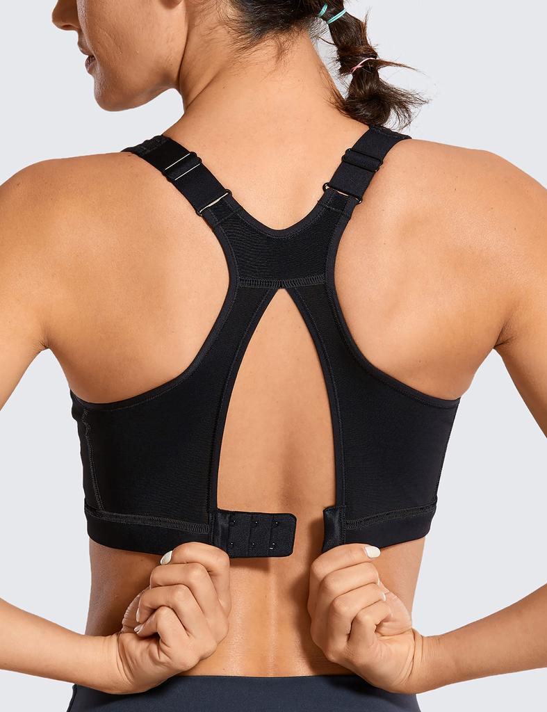 SYROKAN Plus Size Wireless Full Cup Running Sports Size H85 Women's Non-Slip Bra, Racerback, Black, 2,