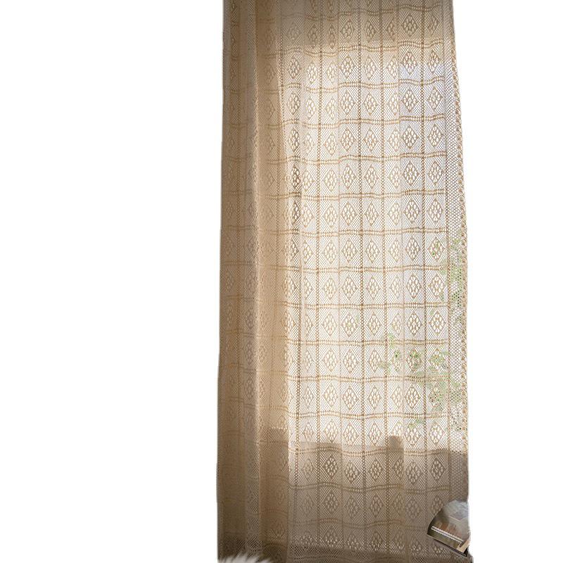 Bu Papa Curtain: Light-Permeable Hollow Crochet Patchwork Floor-to-Ceiling Bay Window Gauze, American Style