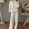 7703 Autumn/Winter New Fashion Cozy Cable Knit Sweater & Wide-Leg Pants Set
