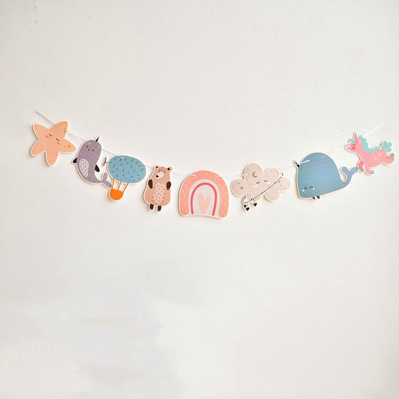 Cartoon Cactus Animal Birthday Party Banner for Kids
