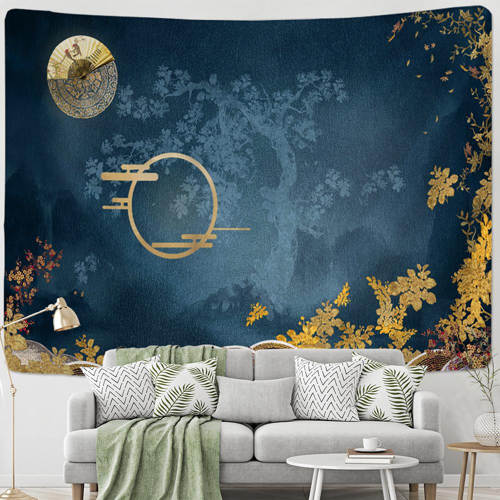 Tapiserie chinezească Lotus Agățat pe perete Psihedelic Hippie Boho Style Artă Pictură Dormitor Living Living Home Decor