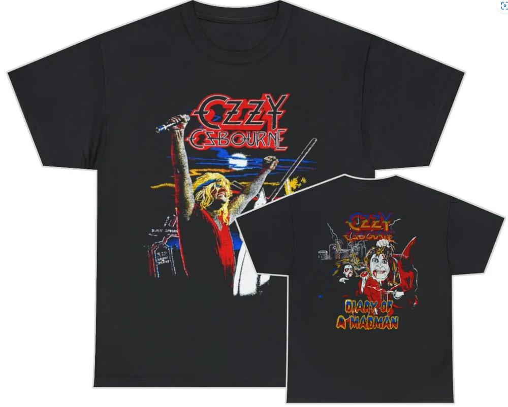 

Ozzy Osbourine 1982 Diary of a Madman Shirt 2 sided Black All Size Unisex T-Shirt S