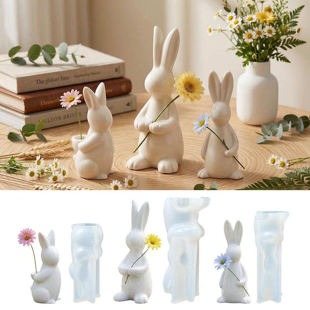 Ins Rabbit Silicone Mold, DIY Aromatherapy Candle & Plaster Figurine Mold, Minimalist Home Desktop Decor Mold