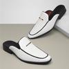 New Men's Yellow White Black Half Slippers Driving Shoes Casual Patent Leather Mules Moccasins Breathable Loafers Zapatos Hombre