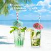 50PCS Umbrella Parasol Drinking Straws Disposable Degradable Tropical Drinking Straws Coloful